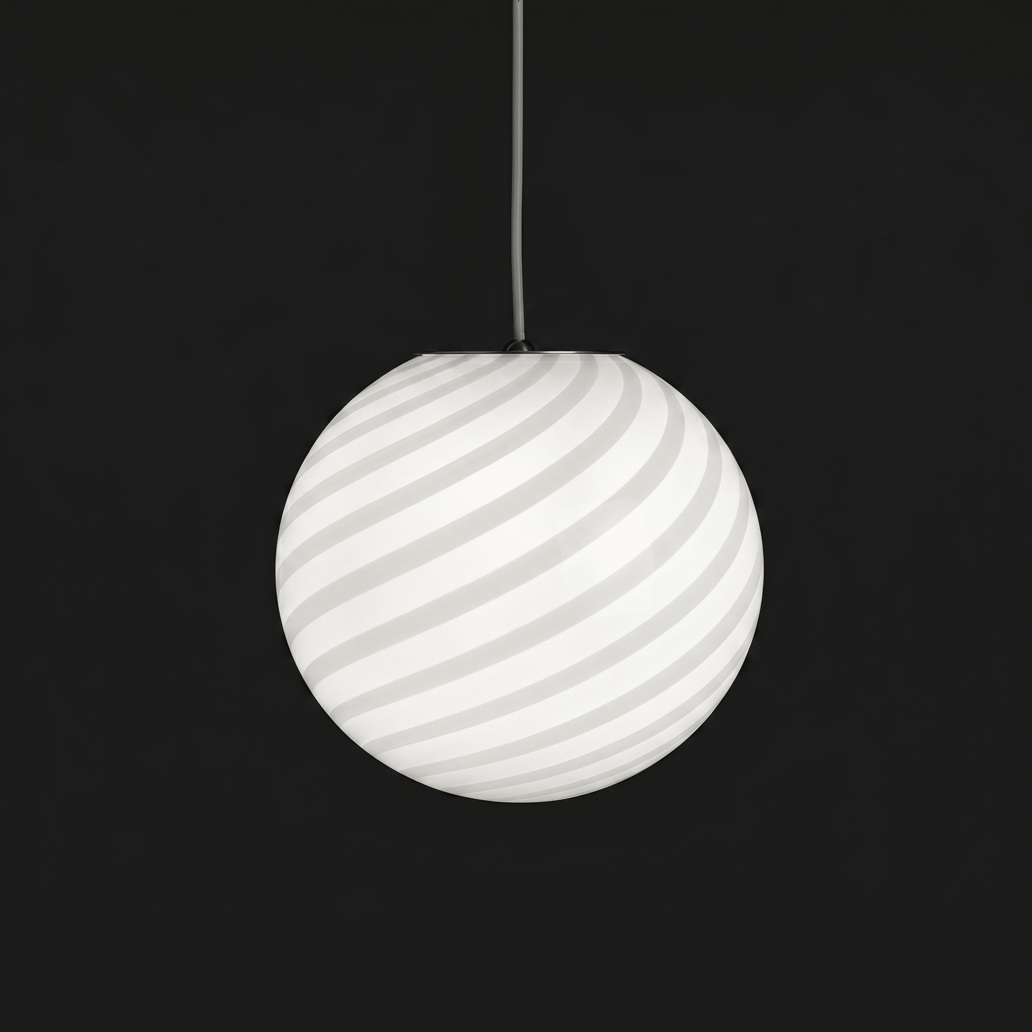 Candy Murano glass sphere pendant lamp white swirl D20