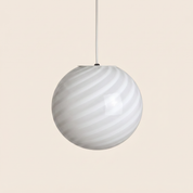 Candy Murano glass sphere pendant lamp white swirl D20