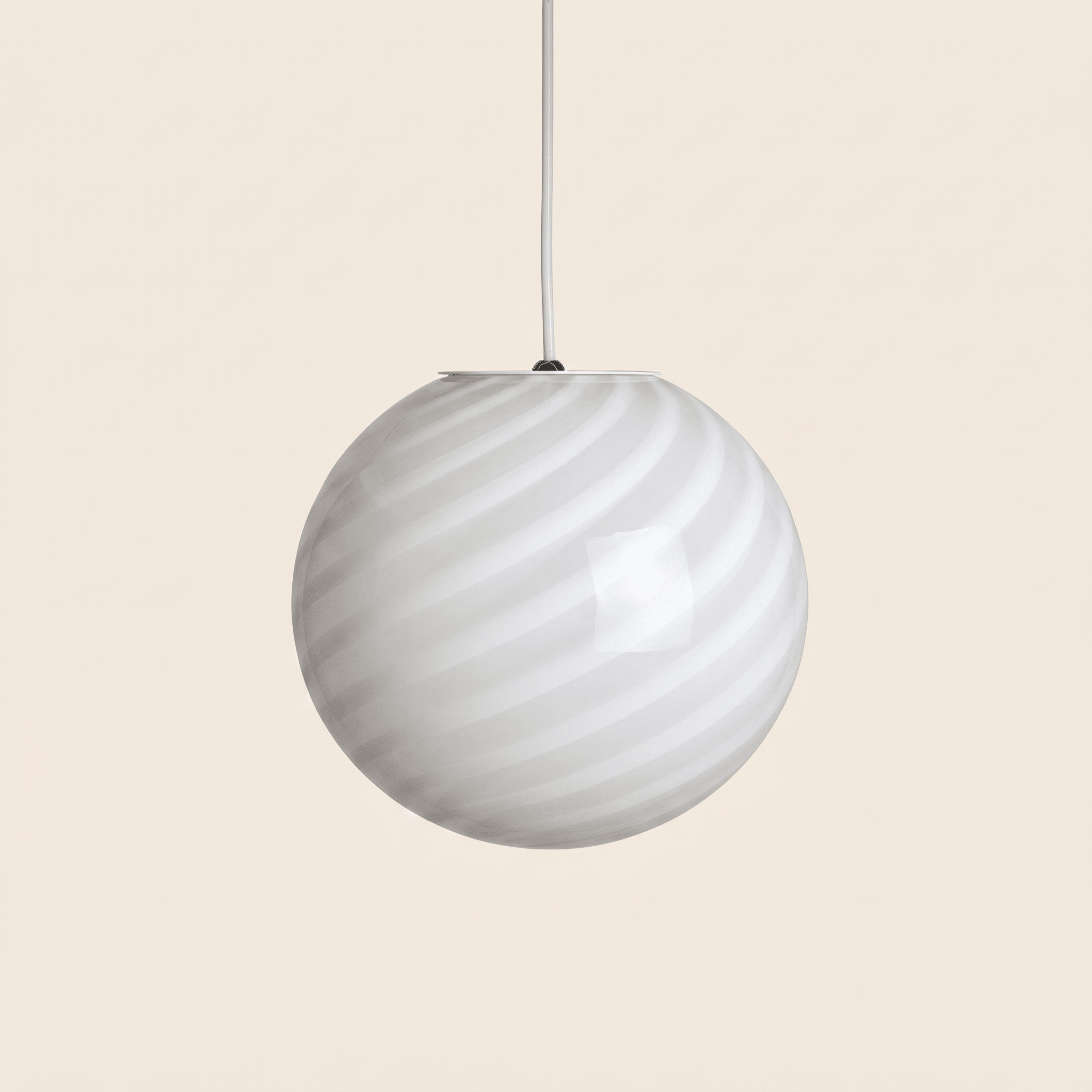 Candy Murano glass sphere pendant lamp white swirl D20