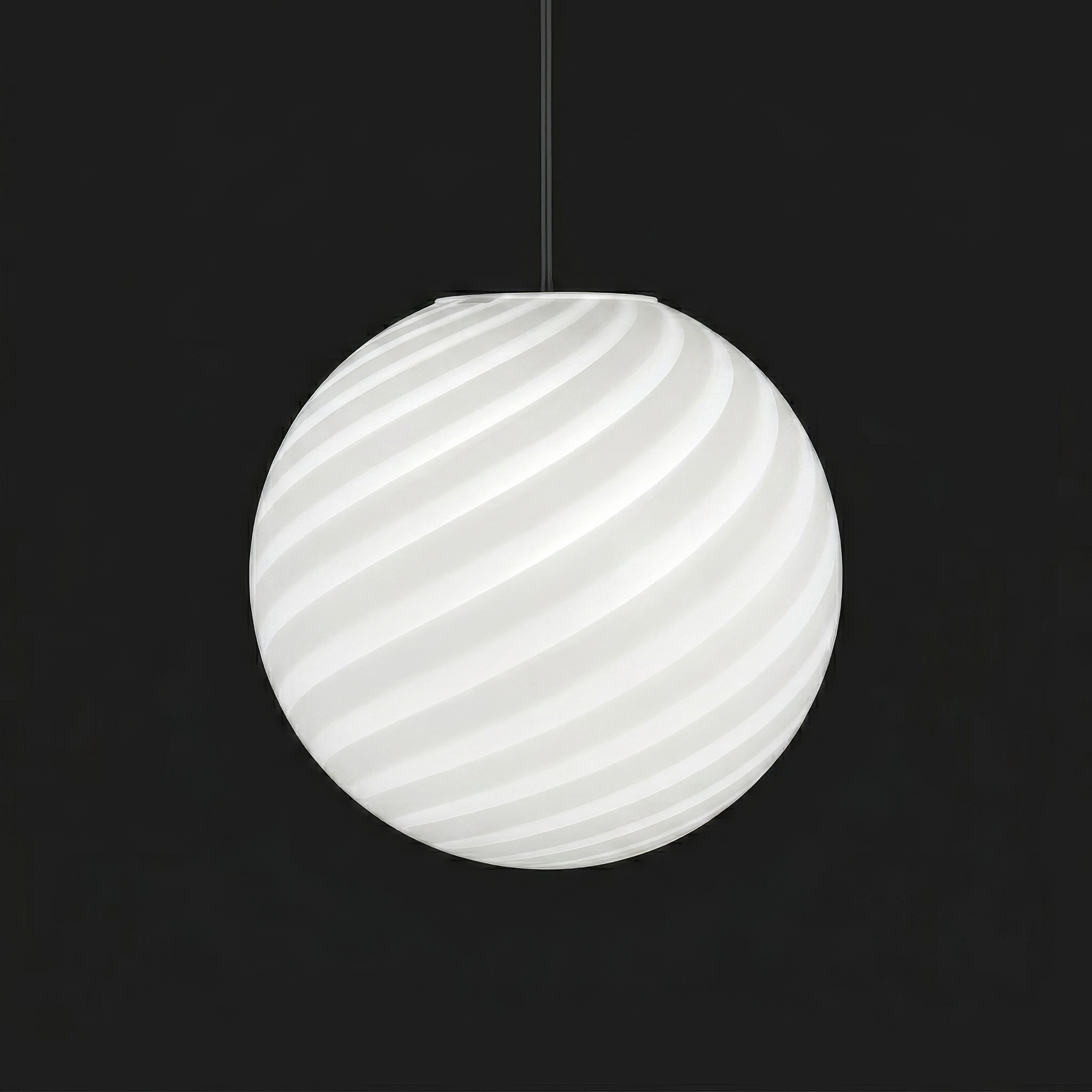 Candy Murano glass sphere pendant lamp white swirl D30