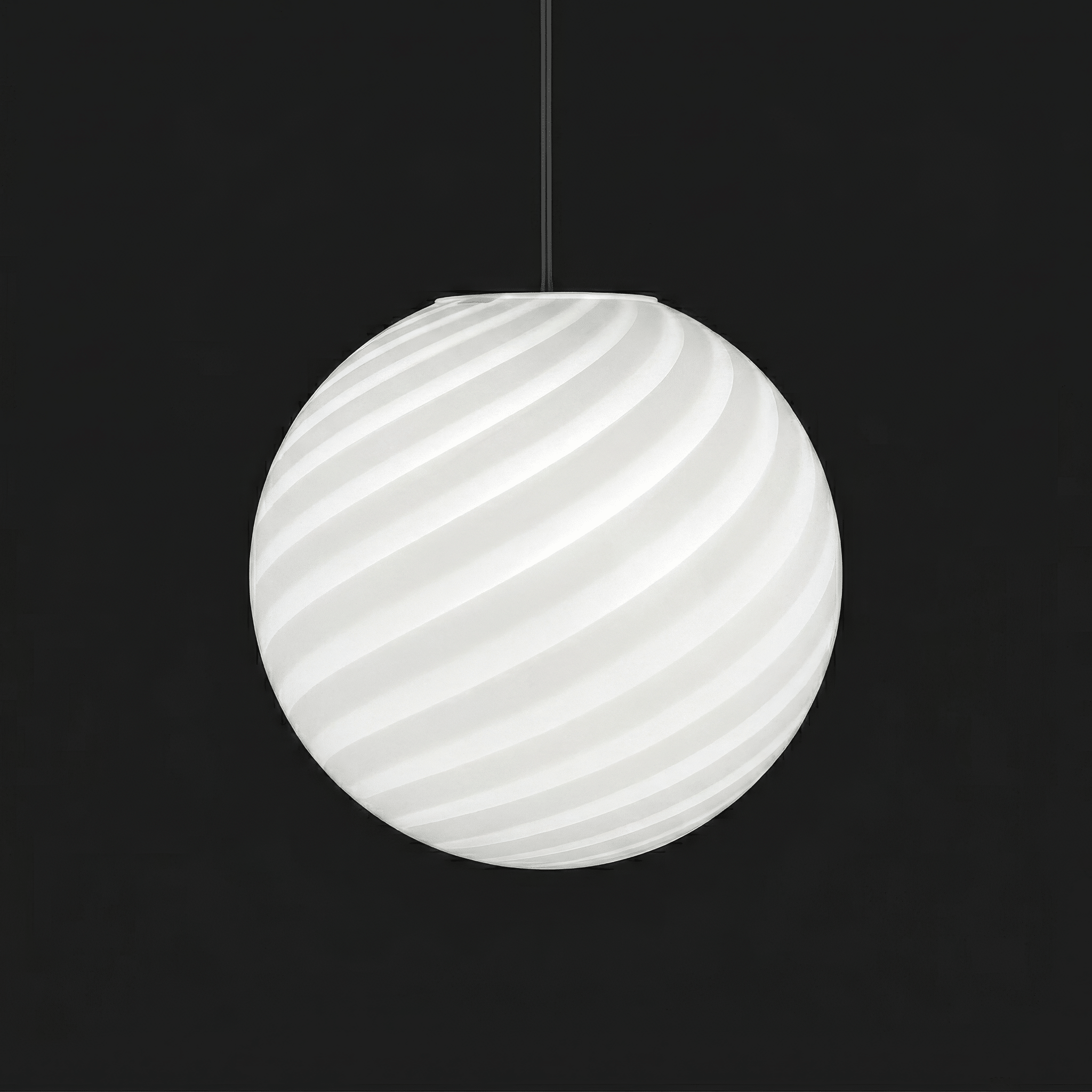 Candy Murano glass sphere pendant lamp white swirl D30