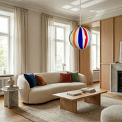 Lampada a sospensione Candy a sfera in vetro di Murano arlecchino dritto D30