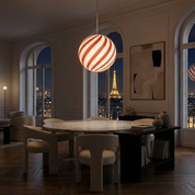 Lampada a sospensione Candy a sfera in vetro di Murano, rosso ciliegia a spirale D30