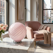 Lampada da tavolo Candy a sfera in vetro di Murano rosa marshmallow D30