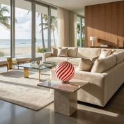 Lampada da tavolo Candy a sfera in vetro di Murano, spirale rosso ciliegia D30