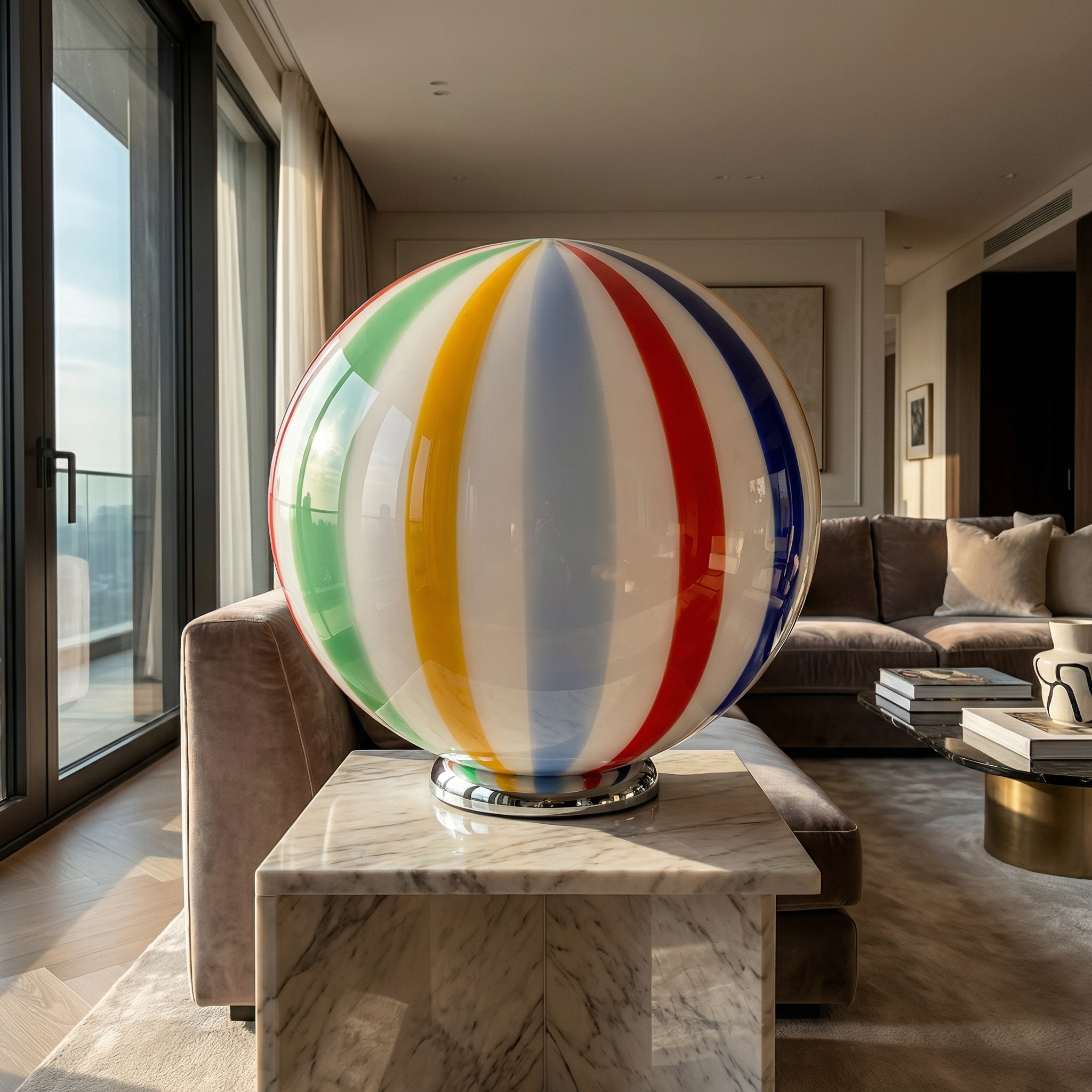 Candy Murano glass sphere table lamp "Arlecchino" straight D40