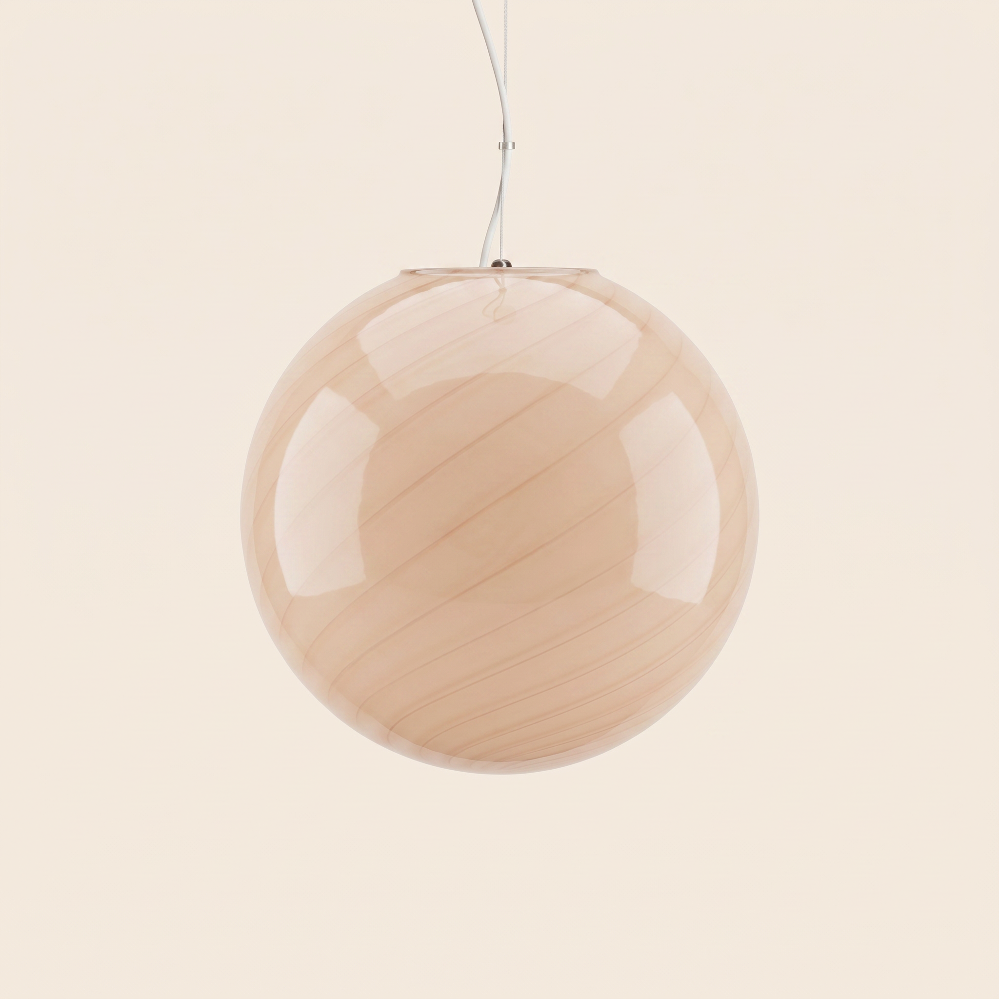 Candy Murano glass sphere pendant lamp peach swirl D40