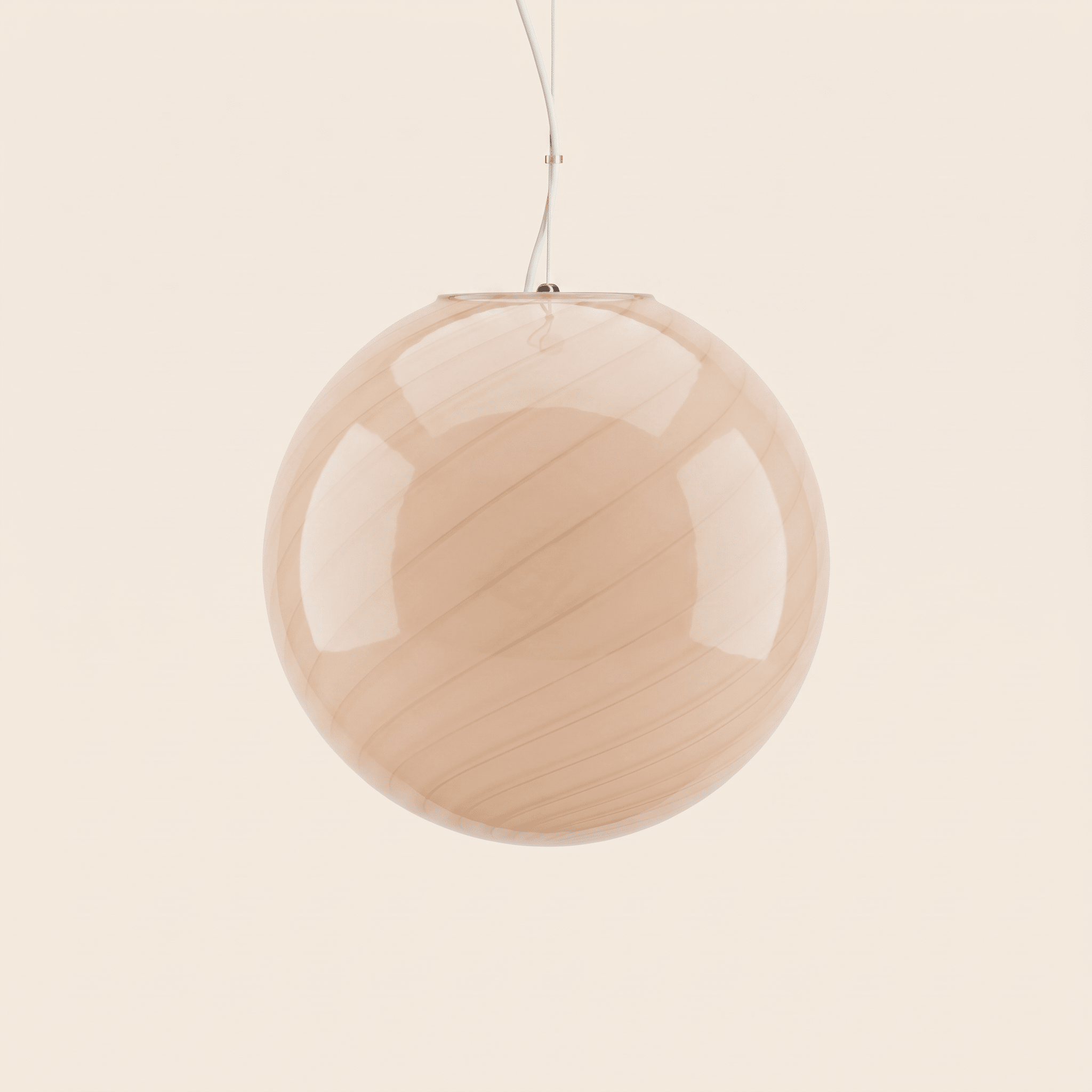 Candy Murano glass sphere pendant lamp peach swirl D40