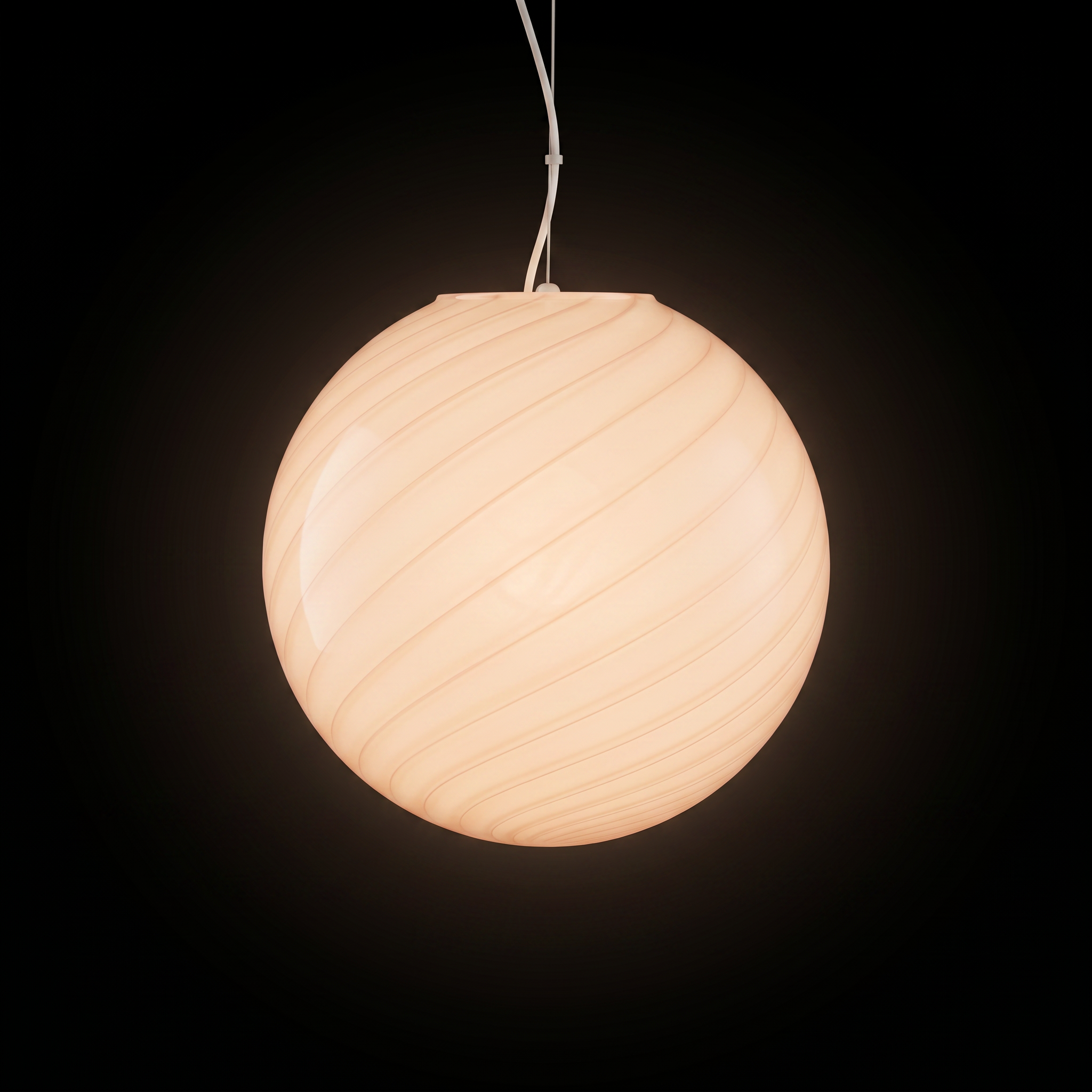 Candy Murano glass sphere pendant lamp peach swirl D40