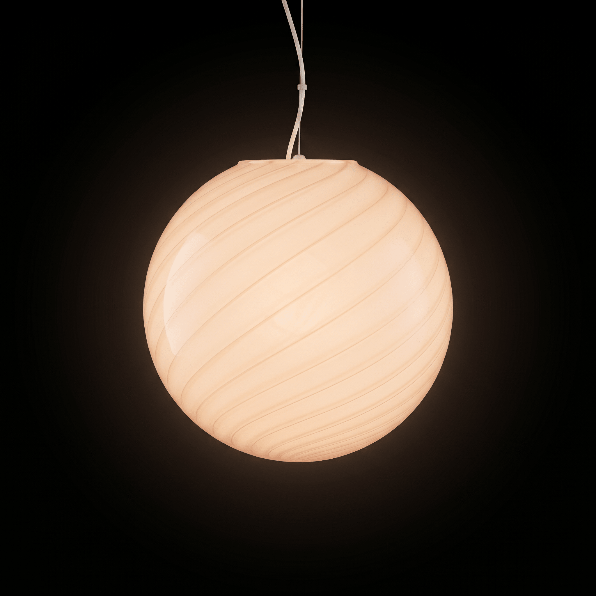 Candy Murano glass sphere pendant lamp peach swirl D40