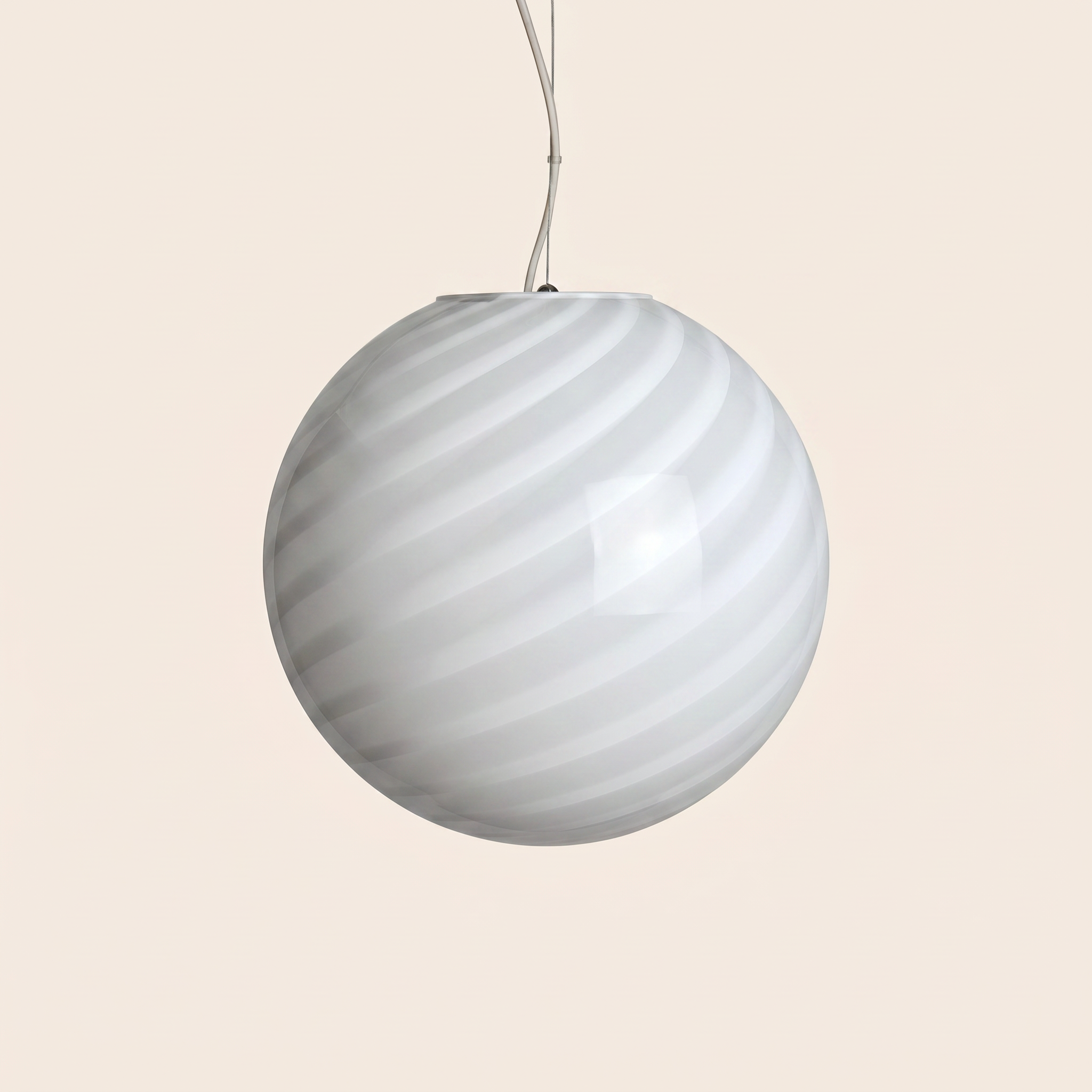 Candy Murano glass sphere pendant lamp white swirl D40