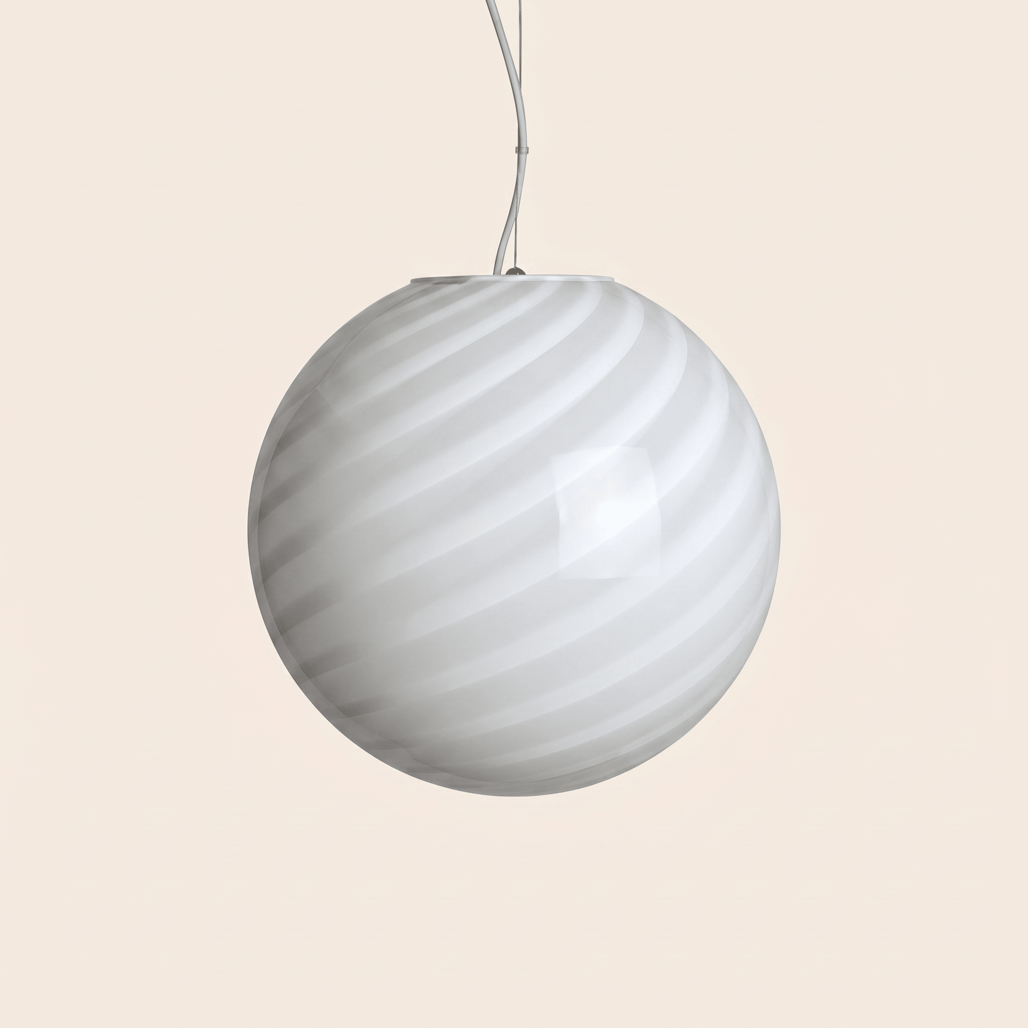 Candy Murano glass sphere pendant lamp white swirl D40