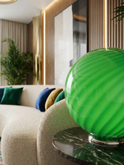 Candy Murano glass sphere table lamp green lime swirl D40