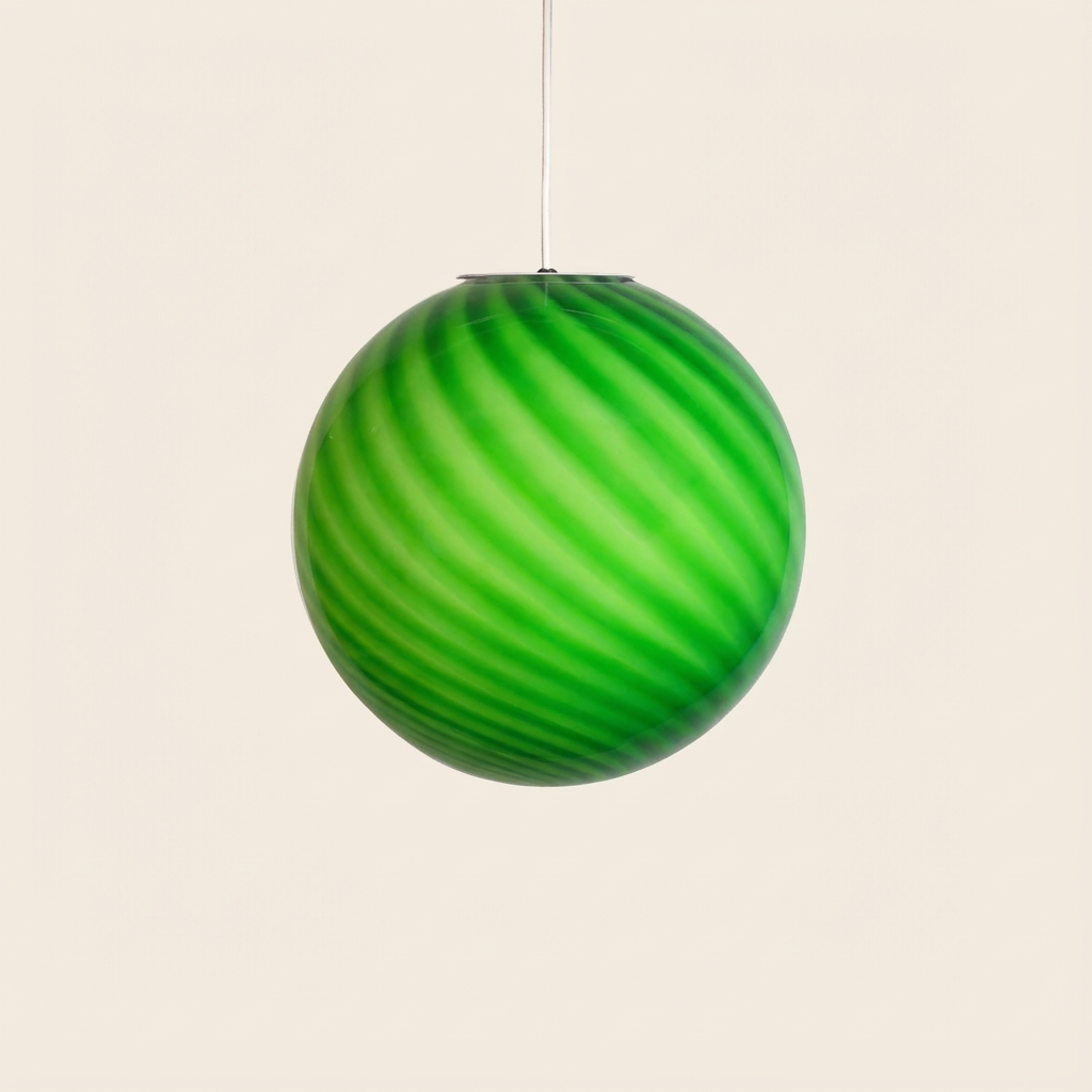 Candy Murano glass sphere pendant lamp green lime swirl D30