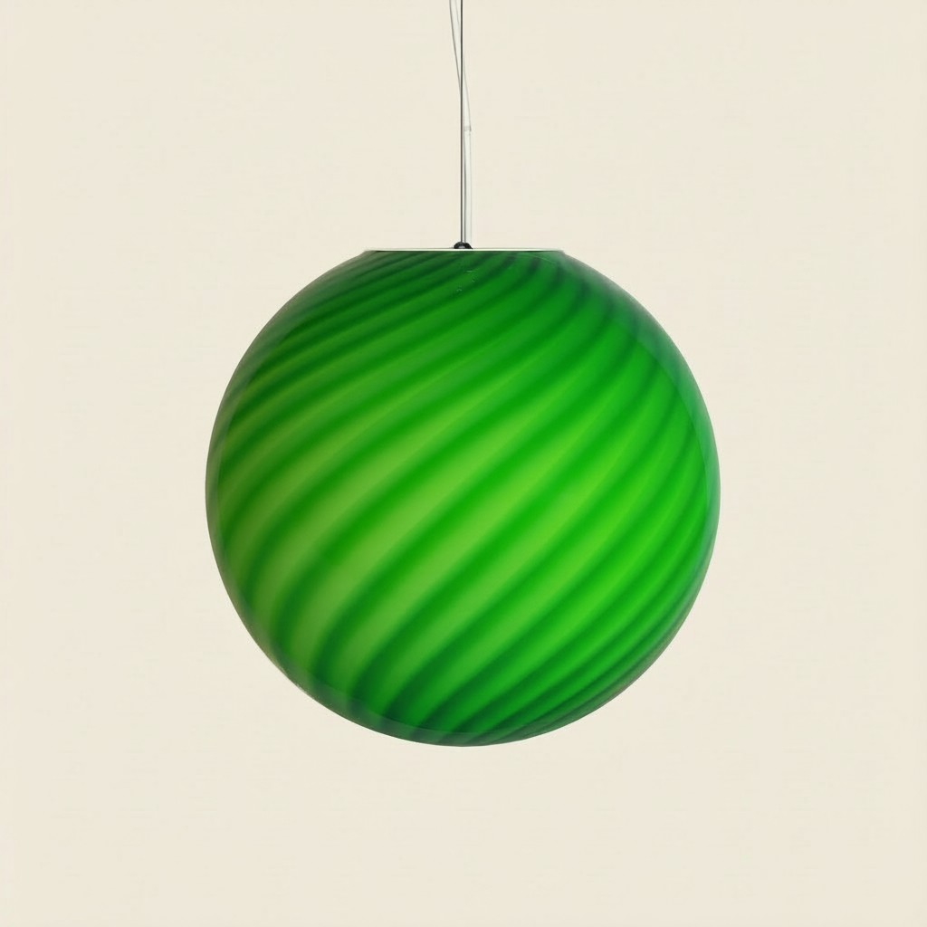 Candy Murano glass sphere pendant lamp green lime swirl D40