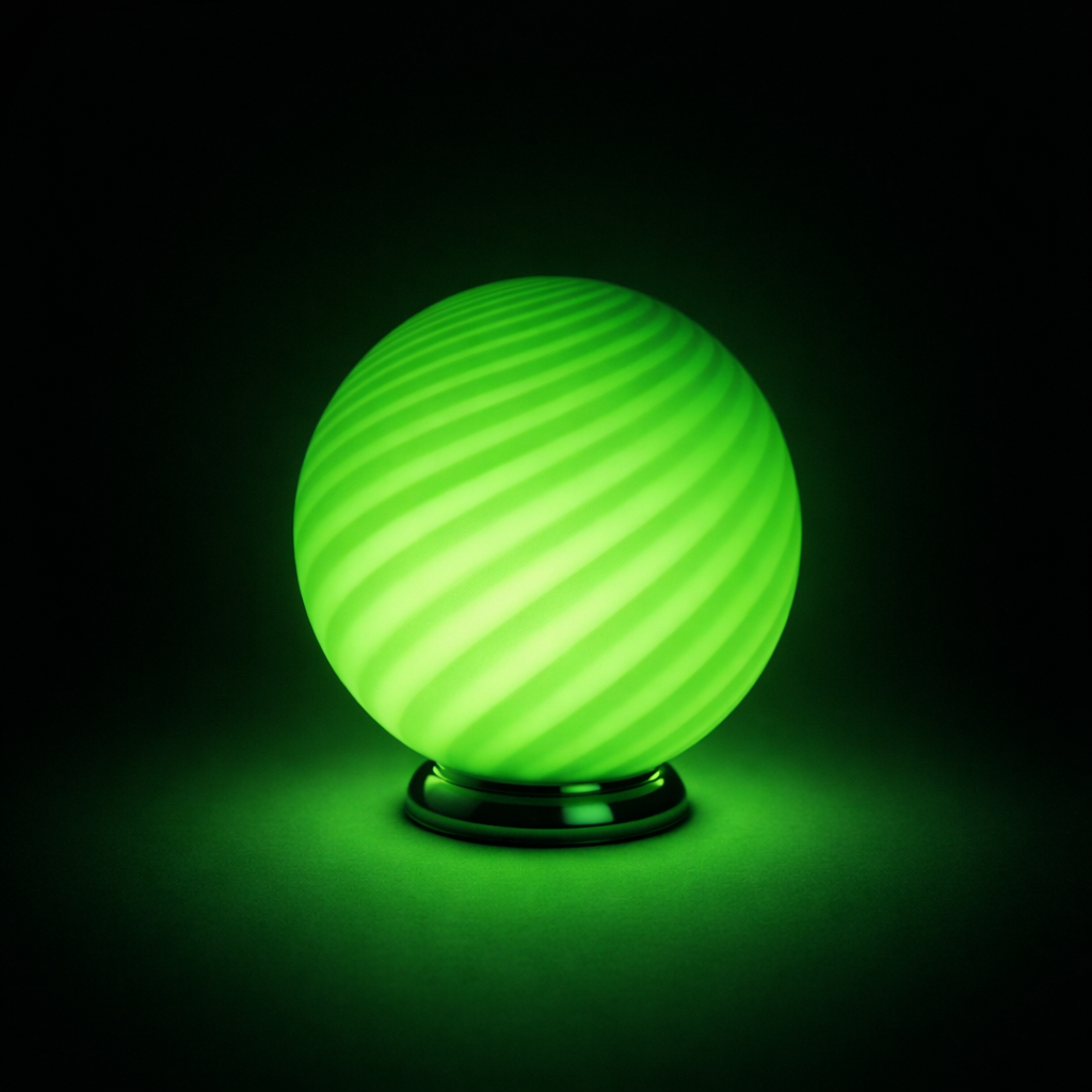 Lampada da tavolo Candy a sfera in vetro di Murano verde lime a spirale D20