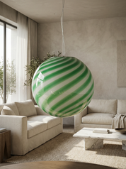 Candy Murano glass sphere pendant lamp green mint swirl D40