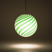 Candy Murano glass sphere pendant lamp green mint swirl D30