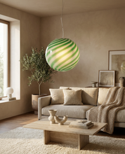 Candy Murano glass sphere pendant lamp green mint swirl D40