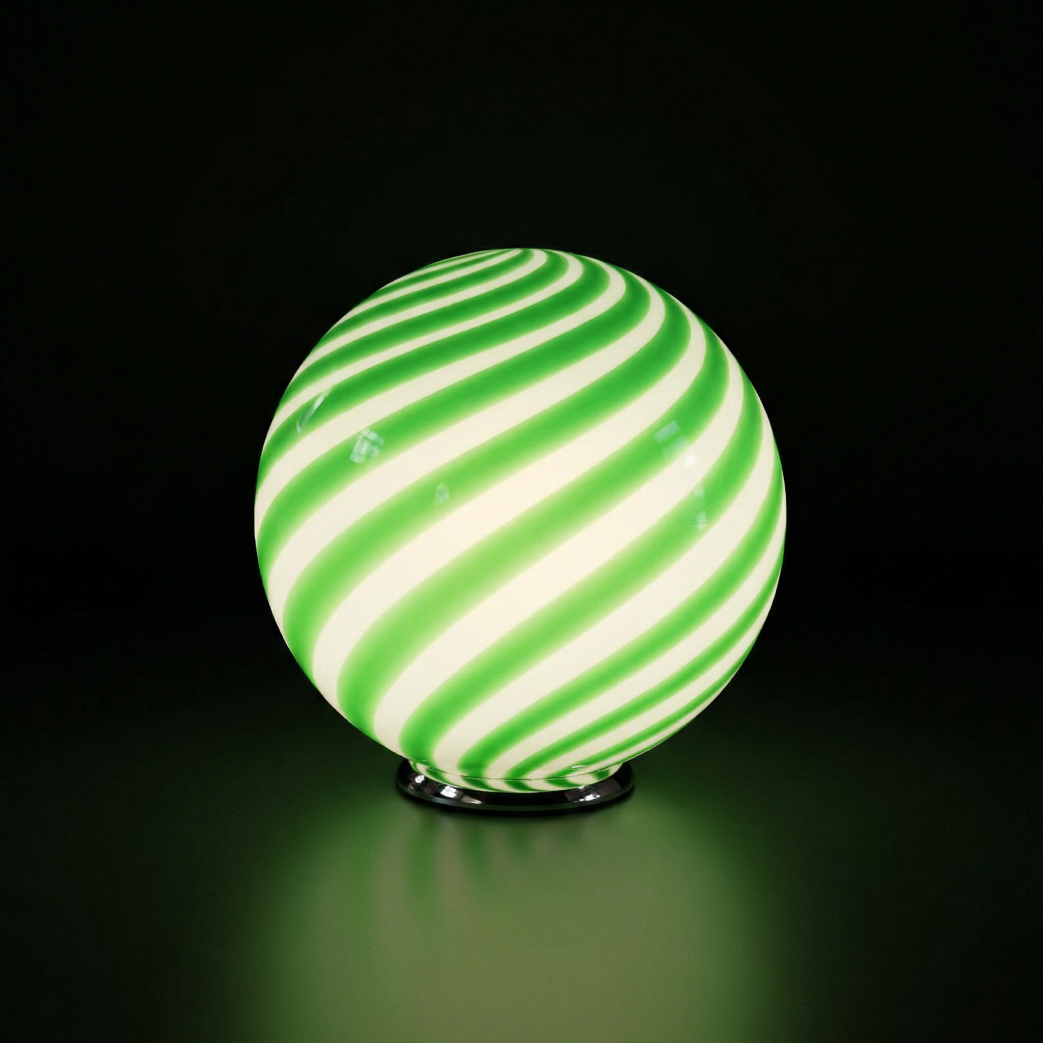 Candy Murano glass sphere table lamp green mint swirl D40