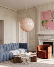 Candy Murano glass sphere pendant lamp peach swirl D40