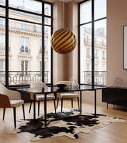 Lampada a sospensione Candy a sfera in vetro di Murano giallo miele a spirale D40