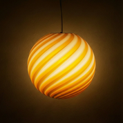 Candy Murano glass sphere pendant lamp honey yellow swirl D40