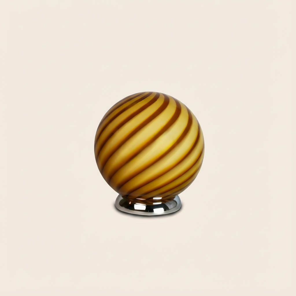 Lampada da tavolo Candy a sfera in vetro di Murano giallo miele a spirale D20