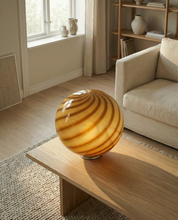 Candy Murano glass sphere table lamp honey yellow swirl D40
