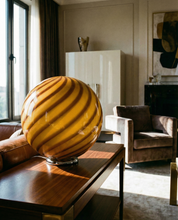 Candy Murano glass sphere table lamp honey yellow swirl D40