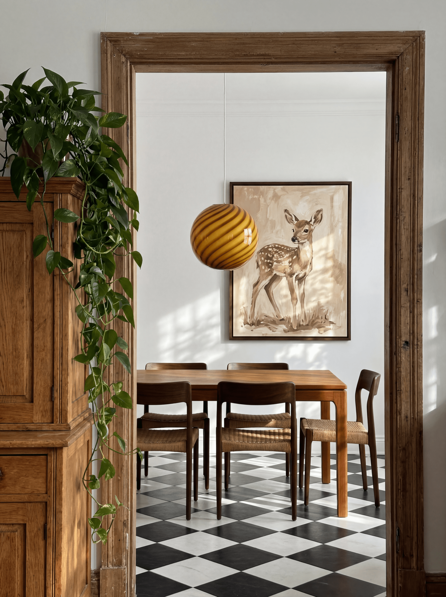 Candy Murano glass sphere pendant lamp honey yellow swirl D30