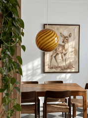 Candy Murano glass sphere pendant lamp honey yellow swirl D30