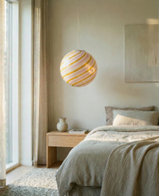 Candy Murano glass sphere pendant lamp "Love & Senape" pink and yellow swirl D30