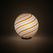 Candy Murano glass sphere table lamp "Love & Senape" pink and yellow swirl D30