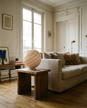 Candy Murano glass sphere table lamp "Love & Senape" pink and yellow swirl D30