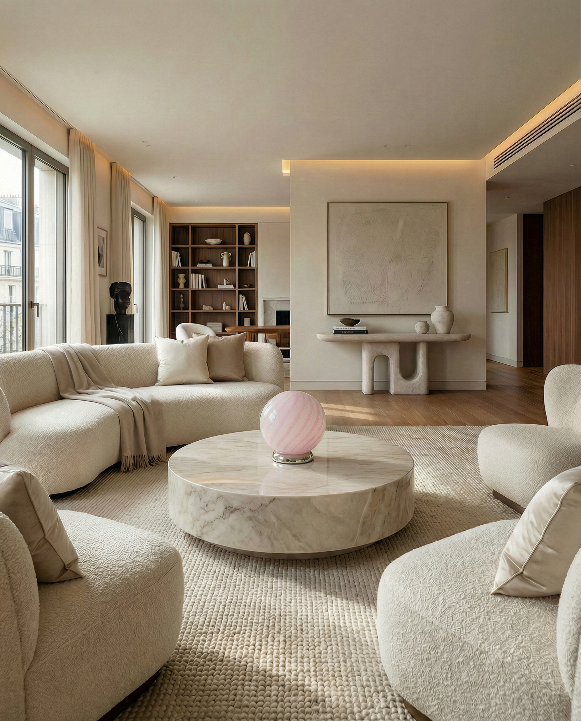 Lampada da tavolo Candy a sfera in vetro di Murano rosa marshmallow D20