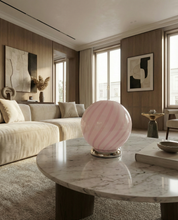 Lampada da tavolo Candy a sfera in vetro di Murano rosa marshmallow D20