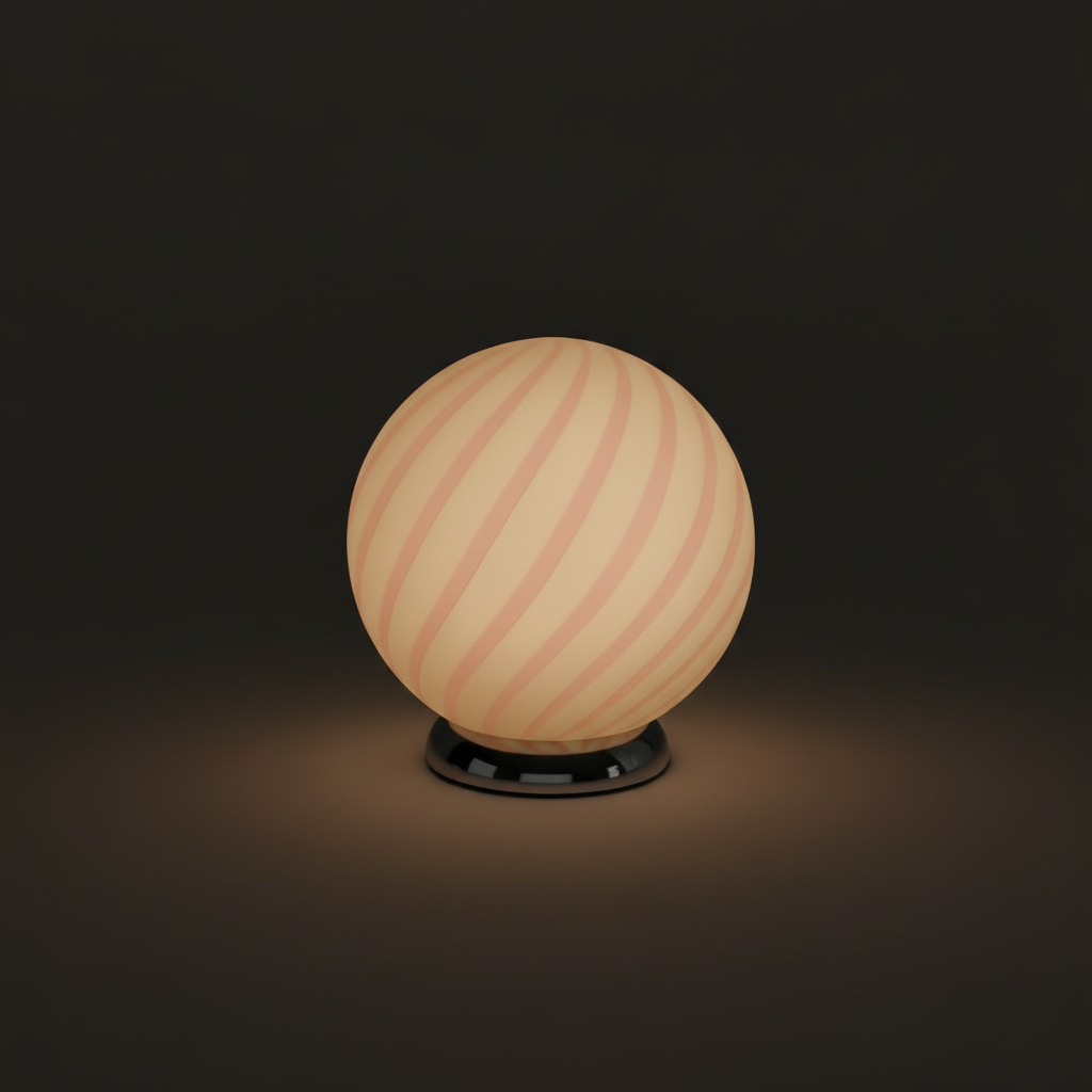 Lampada da tavolo Candy a sfera in vetro di Murano rosa marshmallow D20