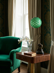 Candy Murano glass sphere pendant lamp green mint swirl D20