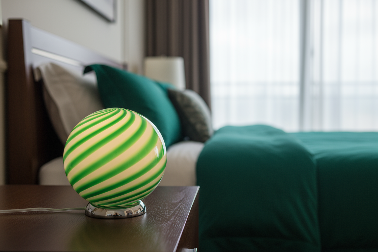 Candy Murano glass sphere table lamp green mint swirl D20