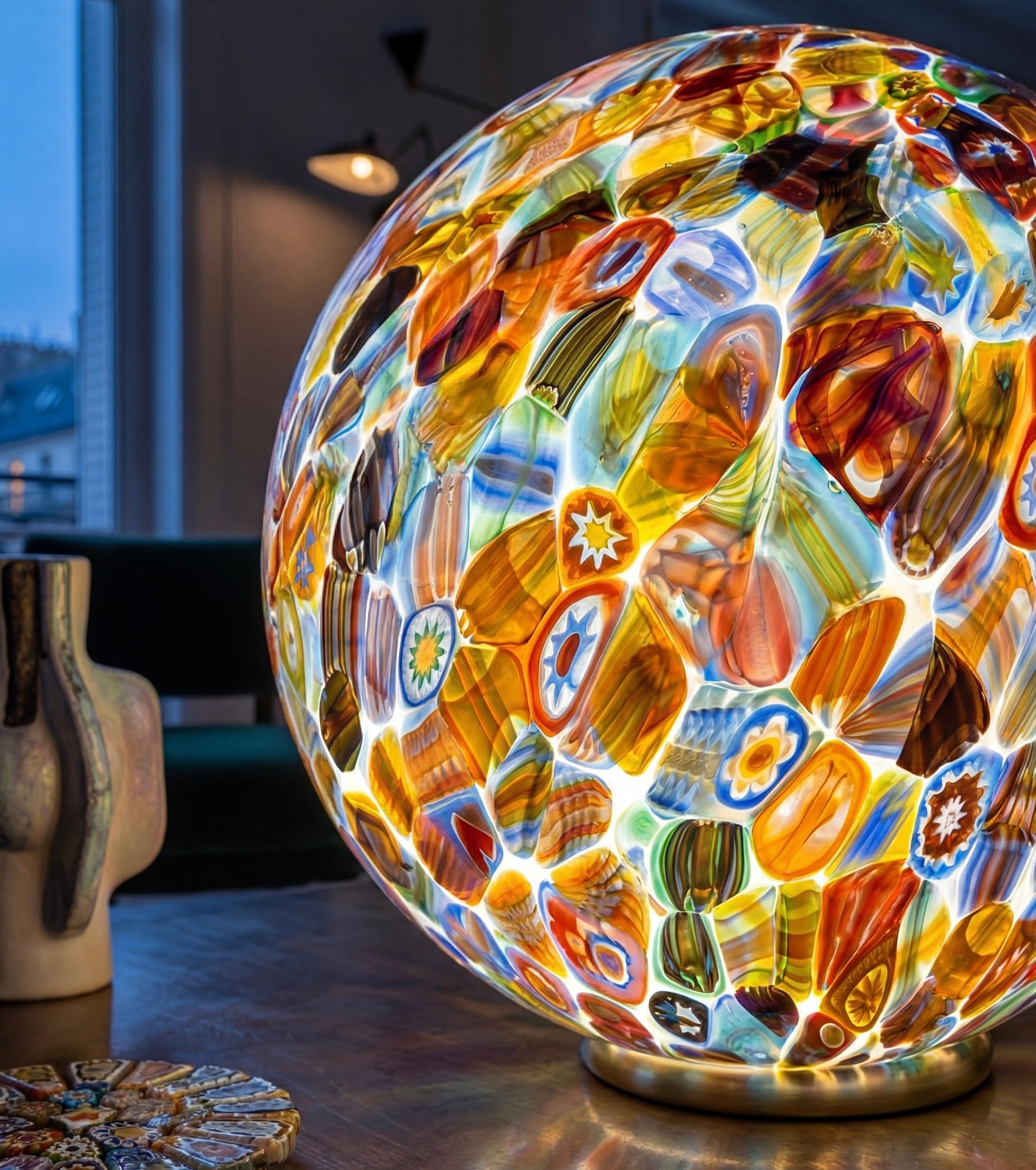 Murano glass sphere "Murrina" table lamp D40