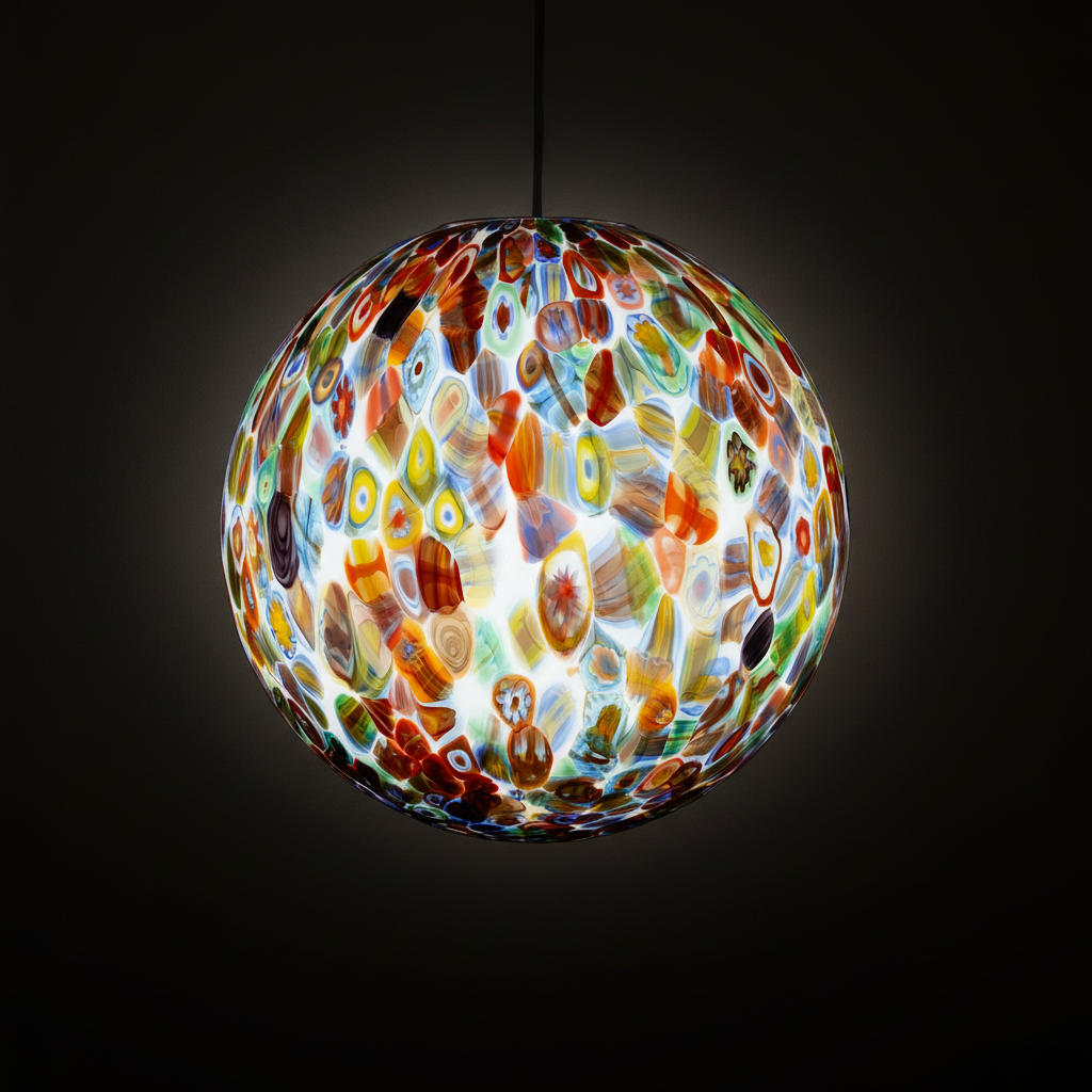 Lampada a sospensione "Murrina" a sfera in vetro di Murano D30