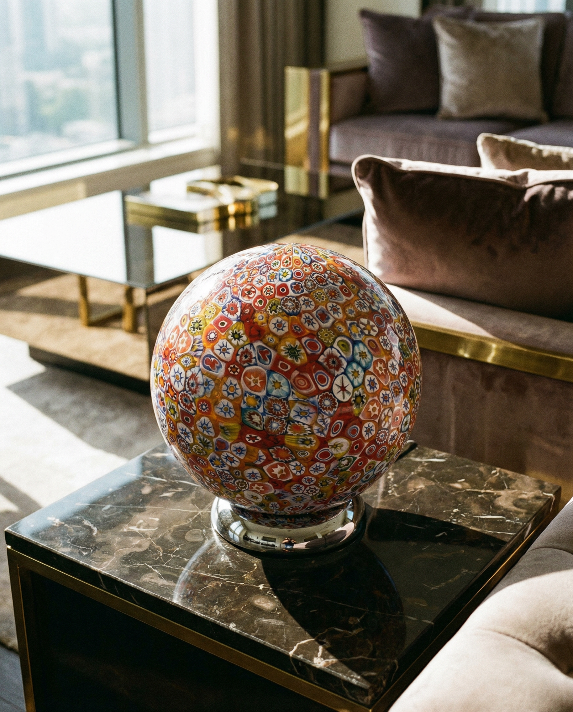 Lampada da tavolo "Murrina" a sfera in vetro di Murano D20