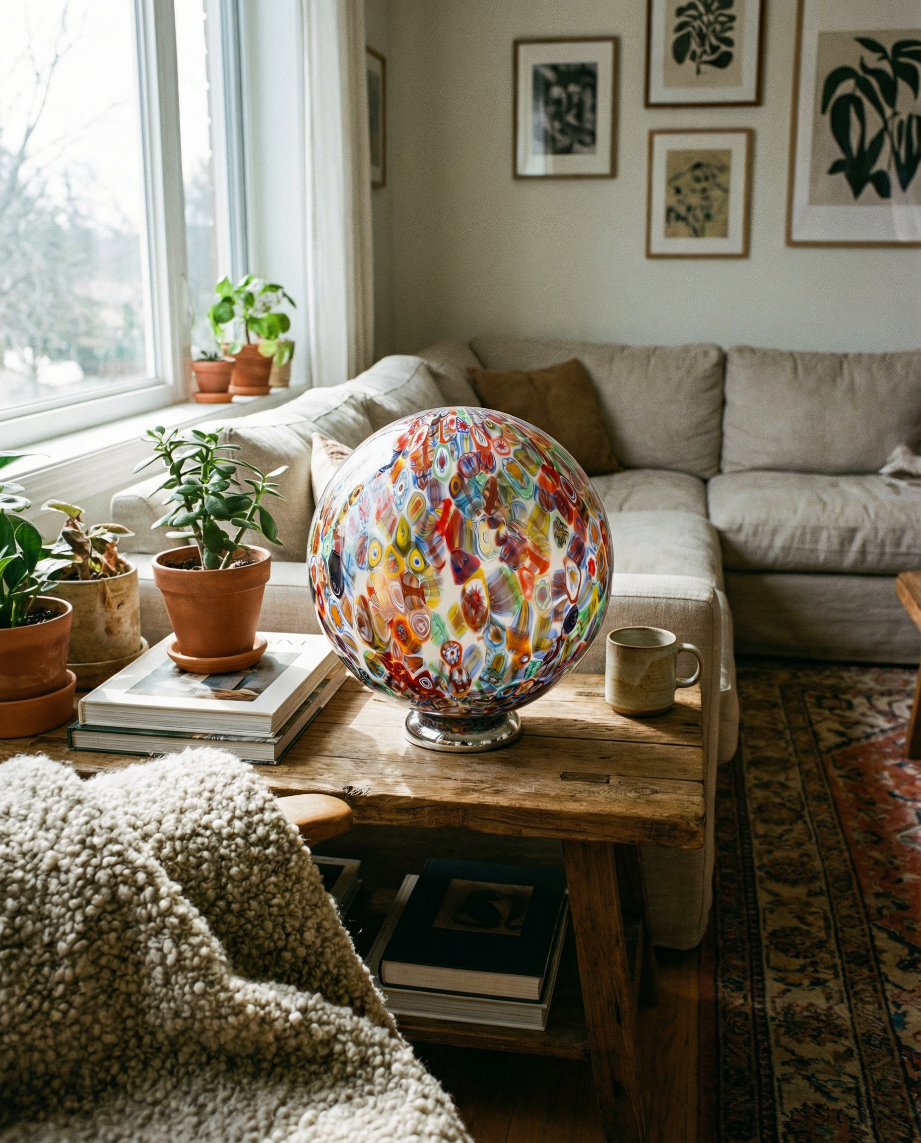 Lampada da tavolo "Murrina" a sfera in vetro di Murano D30