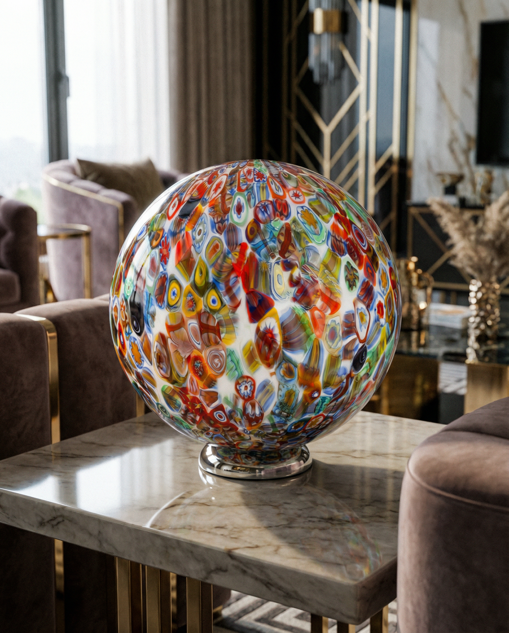 Murano glass sphere "Murrina" table lamp D30