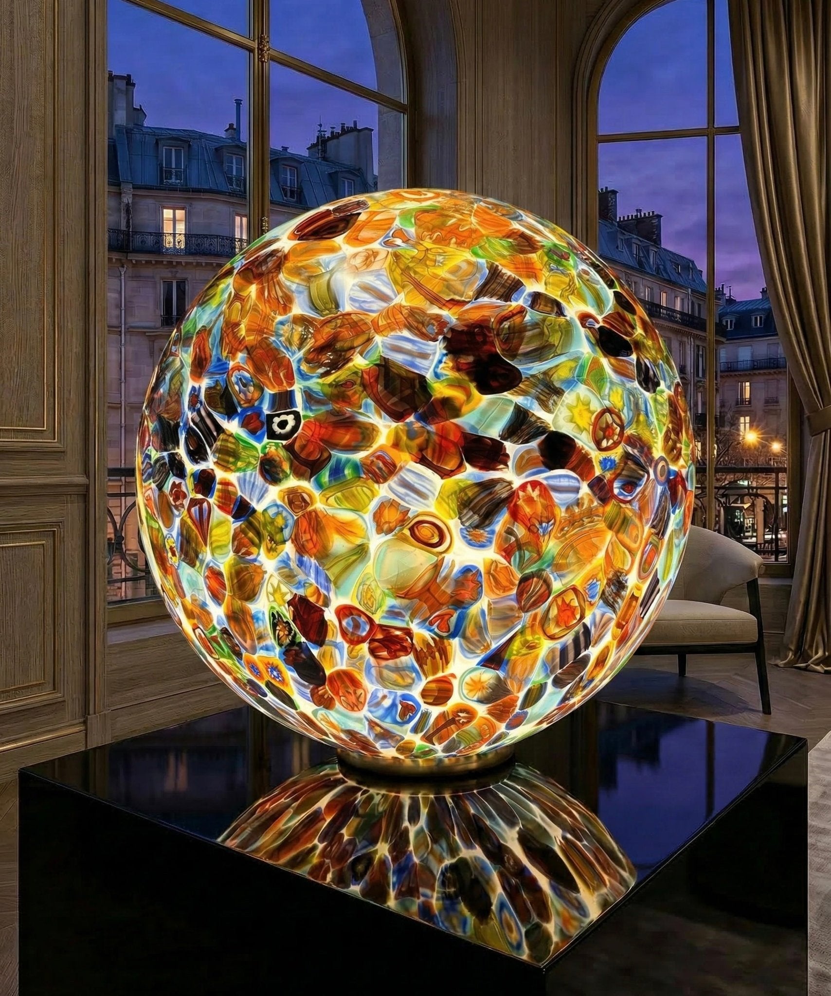 Murano glass sphere "Murrina" table lamp D50