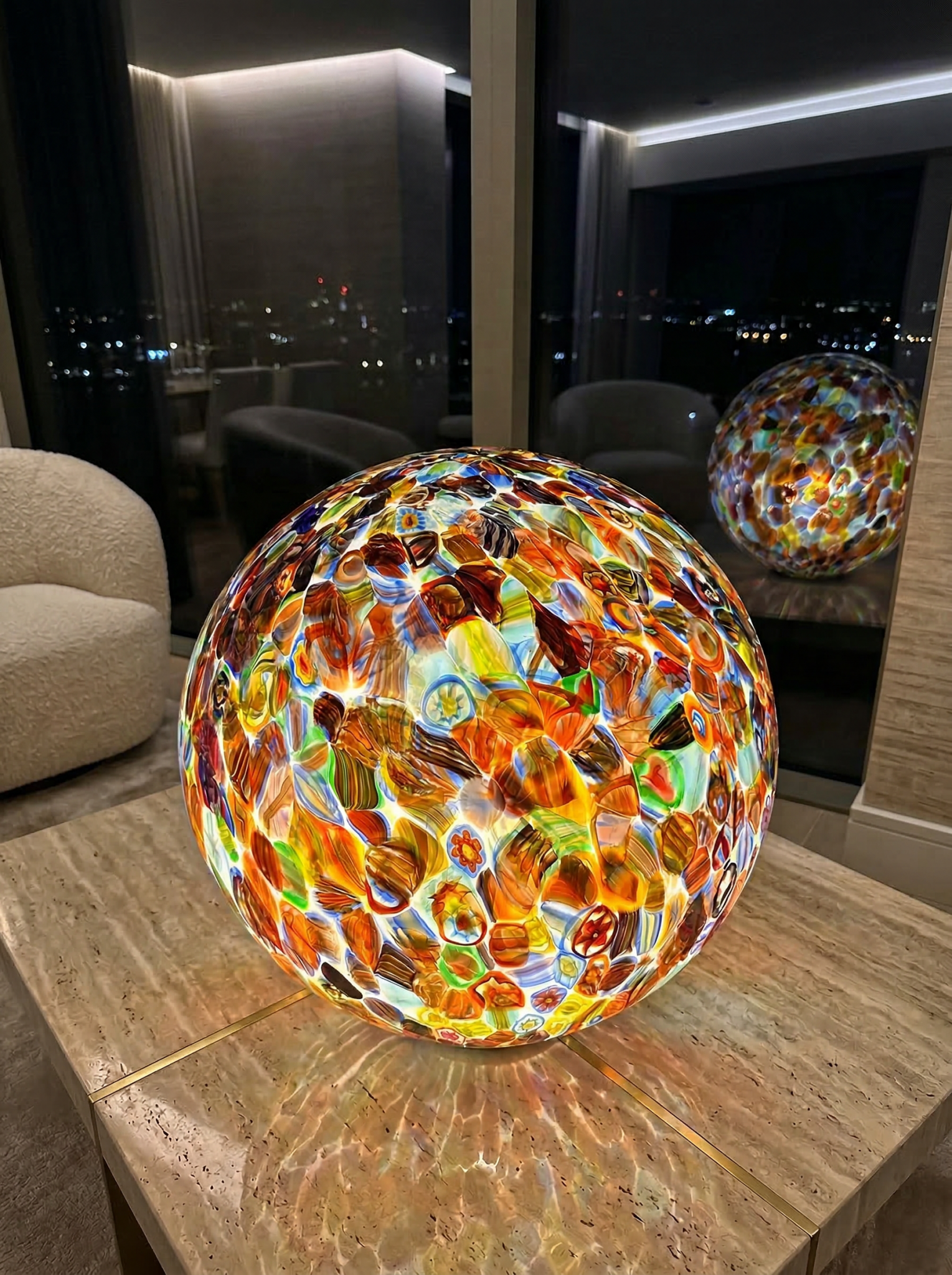 Murano glass sphere "Murrina" table lamp D50