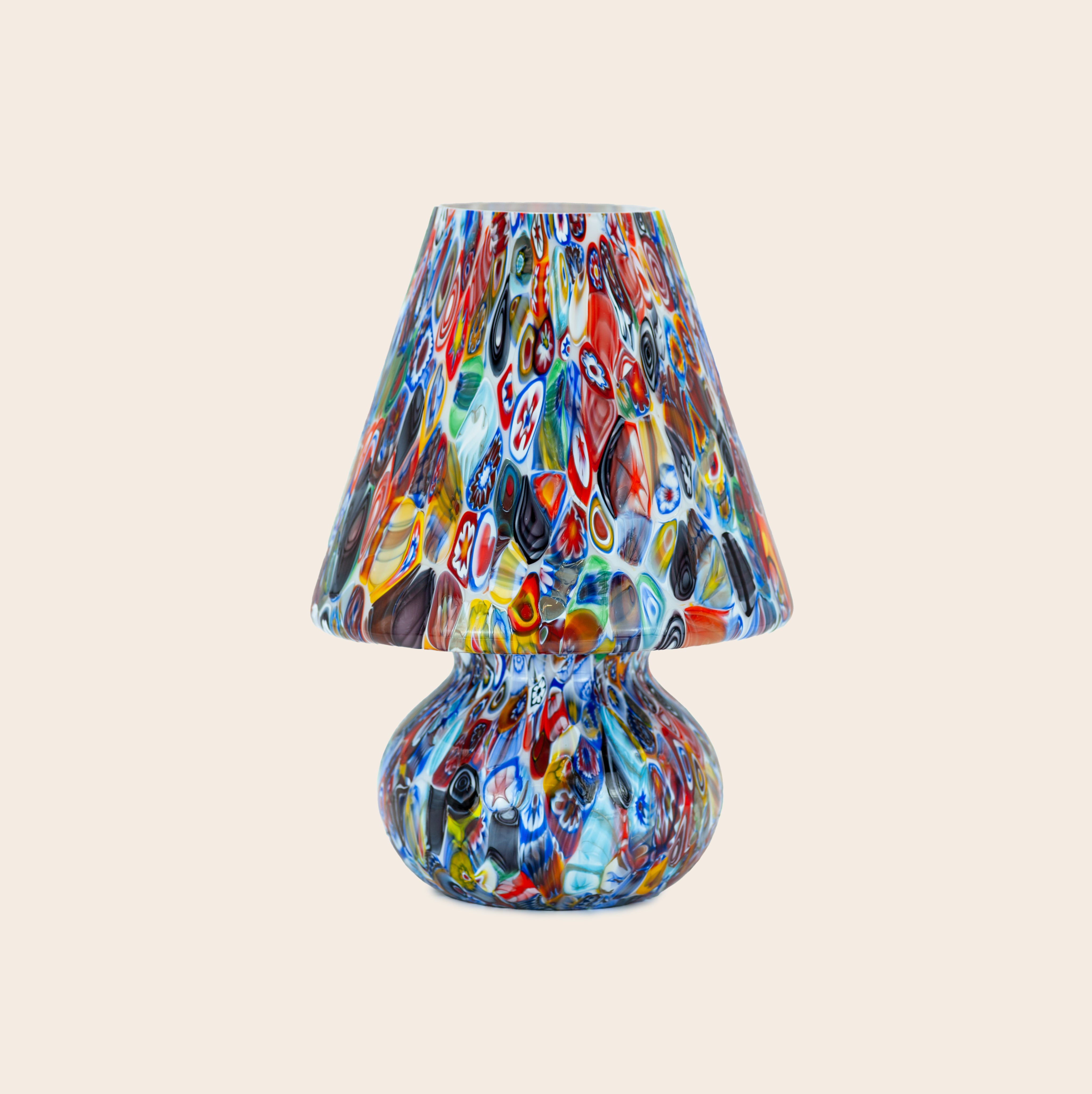 Lampada da tavolo fungo Candy in vetro di Murano Murrina