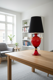 Lampada da tavolo "Venezia" con balloton Oro 24Kt e rosso rubino