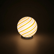 Candy Murano glass sphere table lamp "Love & Senape" pink and yellow swirl D20